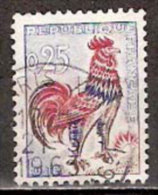 Timbre France Y&T N°1331 (07) Obl.  Coq De Decaris. 0.25 F. Outremer, Carmin Et Brun. Cote 0,15 € - 1962-1965 Hahn (Decaris)