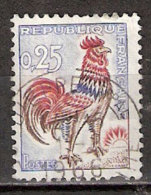 Timbre France Y&T N°1331 (10) Obl.  Coq De Decaris. 0.25 F. Outremer, Carmin Et Brun. Cote 0,15 € - 1962-1965 Haan Van Decaris