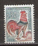 Timbre France Y&T N°1331A (08) Obl.  Coq De Decaris. 0.30 F. Vert, Rouge Et Bistre. Cote 0,15 € - 1962-1965 Coq De Decaris