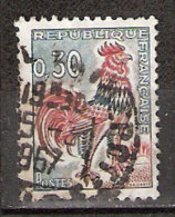 Timbre France Y&T N°1331A (09) Obl.  Coq De Decaris. 0.30 F. Vert, Rouge Et Bistre. Cote 0,15 € - 1962-1965 Hahn (Decaris)