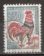 Timbre France Y&T N°1331A (10) Obl.  Coq De Decaris. 0.30 F. Vert, Rouge Et Bistre. Cote 0,15 € - 1962-1965 Coq De Decaris