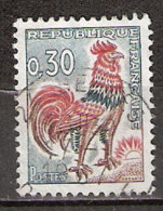 Timbre France Y&T N°1331A (13) Obl.  Coq De Decaris. 0.30 F. Vert, Rouge Et Bistre. Cote 0,15 € - 1962-1965 Hahn (Decaris)