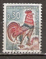 Timbre France Y&T N°1331A (20) Obl.  Coq De Decaris. 0.30 F. Vert, Rouge Et Bistre. Cote 0,15 € - 1962-1965 Cock Of Decaris