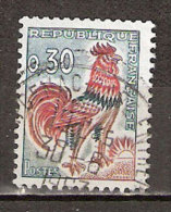Timbre France Y&T N°1331A (24) Obl.  Coq De Decaris. 0.30 F. Vert, Rouge Et Bistre. Cote 0,15 € - 1962-1965 Coq De Decaris