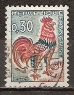 Timbre France Y&T N°1331A (25) Obl.  Coq De Decaris. 0.30 F. Vert, Rouge Et Bistre. Cote 0,15 € - 1962-1965 Cock Of Decaris