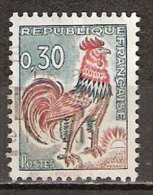 Timbre France Y&T N°1331A (26) Obl.  Coq De Decaris. 0.30 F. Vert, Rouge Et Bistre. Cote 0,15 € - 1962-1965 Haan Van Decaris