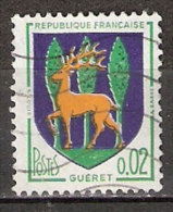 Timbre France Y&T N°1351B (05) Obl.  Armoirie De Guéret.  0.02 F. Vert, Outremer Et Jaune. Cote 0,15 € - 1941-66 Coat Of Arms And Heraldry