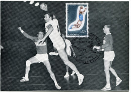 ANDORRE CARTE MAXIMUM DU N°201 7e CHAMPIONNAT DU MONDE DE HANDBALL  OBLITERATION 1er JOUR ANDORRE- LA -VIEILLE 21-2-1970 - Maximumkaarten