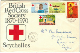 SEYCHELLES - 1970 - BRITISH RED CROSS SOCIETY 1870-1970 - FULL SET - FDC - Viaggiata Da Victoria Per London - Seychelles (1976-...)