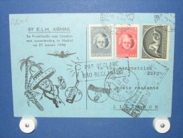 FFC First Flight 032 Amsterdam - Lissabon ( Sombrero ) 1946 - A205b (nr.Cat DVH) - Covers & Documents