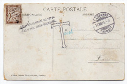 1909-carte Postale TAXEE De Suisse Lausanne Pour Montrichard-41-France--Beau Cachet Lausanne Transit- Griffe Et Timbre T - Marcofilia