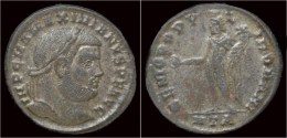 Maximianus Silvered AE Follis Genius Standing Facing - La Tetrarchía Y Constantino I El Magno (284 / 307)