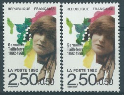 [06] Variété : N° 2752 Tailleferre Double-frappe (Dallay N° 2790a Cote 475 €) +  Normal  ** - Unused Stamps