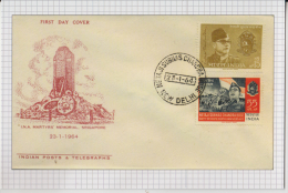 India 2015  RE-PRINTED By P&T  INA  Memorial Netaji S.C. Bose 2v   FDC ON Glossy Post Card   # 60071  Inde  Ind - Briefe U. Dokumente
