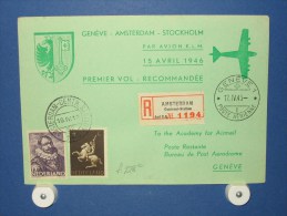 FFC First Flight 042 Amsterdam - Geneve Zwitserland1946 - A228c (nr.Cat DVH) - Erst- U. Sonderflugbriefe