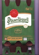 Carton D'emballage D'un Pack De 6 Bouteilles De Bière Pilsner Urquell Brewed In Pilzen Czech - Andere & Zonder Classificatie