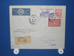 FFC First Flight 061 Tunis - Geneve Zwitserland 1948 - A301b (nr.Cat DVH) - Premiers Vols