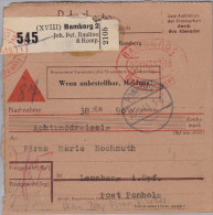 Heimat DE BAY BAMBERG 2 1943-11-25 Firma R-Zettel Paketkarte Nach Leonberg - Maschinenstempel (EMA)