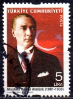 TURKEY 2009 Mustafa Kemal Attaturk Commemoration - 5ytl. - Wearing High Collar Facing Right  FU - Usados