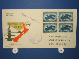 FFC First Flight 087 Amsterdam - Christchurch New Zealand 1953 - A414f (nr.Cat DVH) - Airmail
