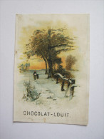 CHROMO CHOCOLAT LOUIT FRERES BORDEAUX PAYSAGE HIVER NEIGE  SENTIER  ENFANTS - Louit