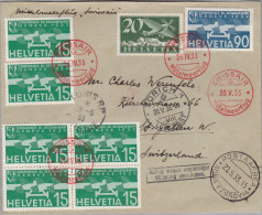 Schweiz Flugpost 1933-05-20 Zürich Mittelmeeflug Brief Nach St. Gallen - Erst- U. Sonderflugbriefe