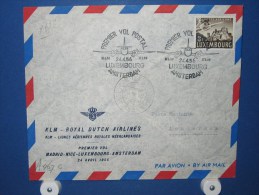 FFC First Flight 103 Luxemburg - Amsterdam 1956 - A467c (nr.Cat DVH) - Lettres & Documents