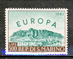 San Marino 1961 Europa Unita N. 568 Lire 500 Verde E Brunio MNH - Neufs