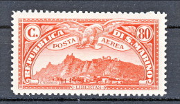 San Marino PA 1931 Veduta San Marino N. 2  C. 80 Carminio MLH - Poste Aérienne