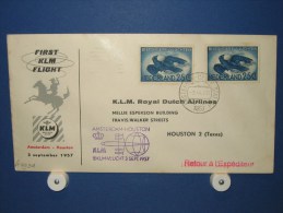 FFC First Flight 125 Amsterdam - Houston USA 1957 ( Cowboy ) - A493a (nr.Cat DVH) - Altri & Non Classificati