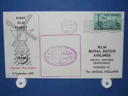 FFC First Flight 127 Houston USA - Amsterdam 1957 ( Mill / Molen ) - A494a (nr.Cat DVH) - Otros & Sin Clasificación