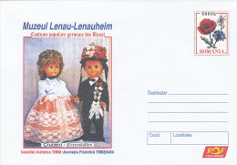 13162- LENAU MUSEUM, DOLLS, FOLKLORE COSTUMES, COVER STATIONERY, 2006, ROMANIA - Puppen