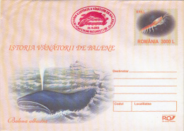 13192- HALE HUNTERS, SHIP, COVER STATIONERY, 2003, ROMANIA - Baleines