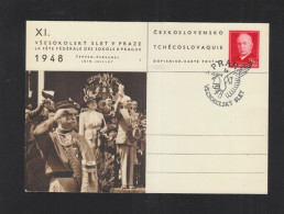 Czechoslovakia Vsesokolsky Slet V Praze 1948 Special Cancellation - Postcards