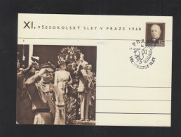 Czechoslovakia Vsesokolsky Slet V Praze 1948 Special Cancellation(2) - Cartes Postales