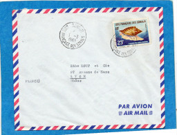 MARCOPHILIE- Lettre-cote Des Somalis -cad- 1963-pour Françe-1 Stamp-N°313 Coquillage -strombus - Briefe U. Dokumente