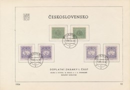 Czechoslovakia / First Day Sheet (1954/15) Praha 1 (3c): Postage Due Stamps (ornamental Motif) - Portomarken