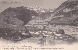 Saint-Maurice Et Les Dents Du Midi - Obl.le 15.1.1905 - Saint-Maurice