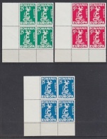 Anti-Europa 1958 Romania 3v Bl. Of 4 (corner)  ** Mnh (19495) - 1958