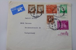 Marcophilie Lettre  De Naharia ISRAEL  Pour Germany Allemagne Stamps With TABS Timbres Avec Tab  Affr Composé Par Avion - Lettres & Documents