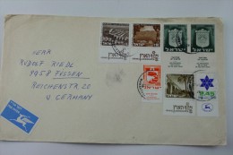 Marcophilie Lettre  De Nahariya ISRAEL  Pour Germany Allemagne Stamps With TABS Timbres Avec Tab  Affr Composé Par Avion - Brieven En Documenten