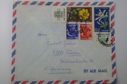 Marcophilie Lettre  De Nahariya ISRAEL  Pour Germany Allemagne Stamps With TABS Timbres Avec Tab  Affr Composé Par Avion - Covers & Documents