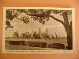 CP AMERIQUE- NEW YORK- ELLIS ISLAND - MANHATTAN SKYHNE AS SEEN FROM GOVERNOR'S ISLAND - ECRITE EN 1951 - Ellis Island