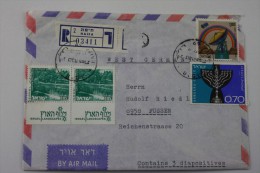 Marcophilie Lettre Registered HAIFA ISRAEL >Germany Allemagne Stamps With TABS Timbres Av Tab  Aff Composé Par Avion - Covers & Documents