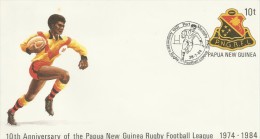 Papua New Guinea 1984 10th Anniversary Of PNG Rugby Football League Prepaid Envelope N 02 FDC - Rugby
