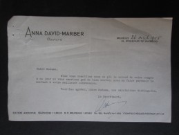 COURRIER (M1506) ANNA DAVID-MARBER COUTURE (2 Vues) Boulevard De Waterloo 36 Bruxelles 1955 - 1950 - ...