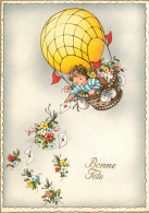 Aviation - Montgolfières - Enfants - Fillettes - Fillette - Fleurs - Illustrateur - Bonne Fête - Grand Format - état - Balloons