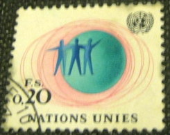 United Nations Geneva 1969 Globe And Figures 0.20fs - Used - Usati