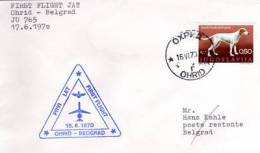 Premier Vol Ohrid Macedoine A Belgrade  16 Juin 1970. PRIX REDUIT! - Airmail