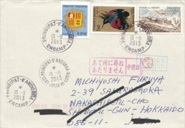 Lettre Postée Du Village D'Encamp, Adressée à L'île D'Hokkaido  Au Japon, Avec Cachet Japonais - Storia Postale